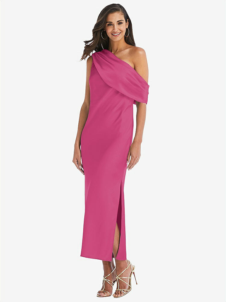 【NEW】【STYLE: 8203】ドレープ ワンショルダー コンバーチブル MIDI スリップ ドレス【COLOR: Tea Rose】【SIZE: 00-30W】