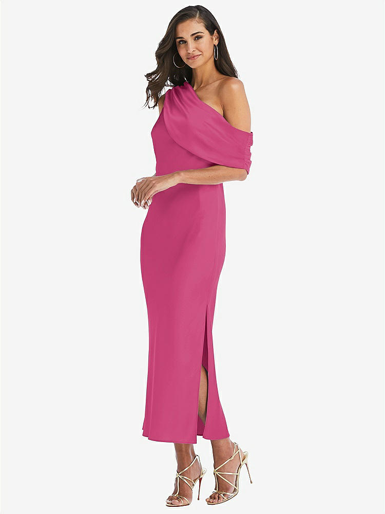 【NEW】【STYLE: 8203】ドレープ ワンショルダー コンバーチブル MIDI スリップ ドレス【COLOR: Tea Rose】【SIZE: 00-30W】