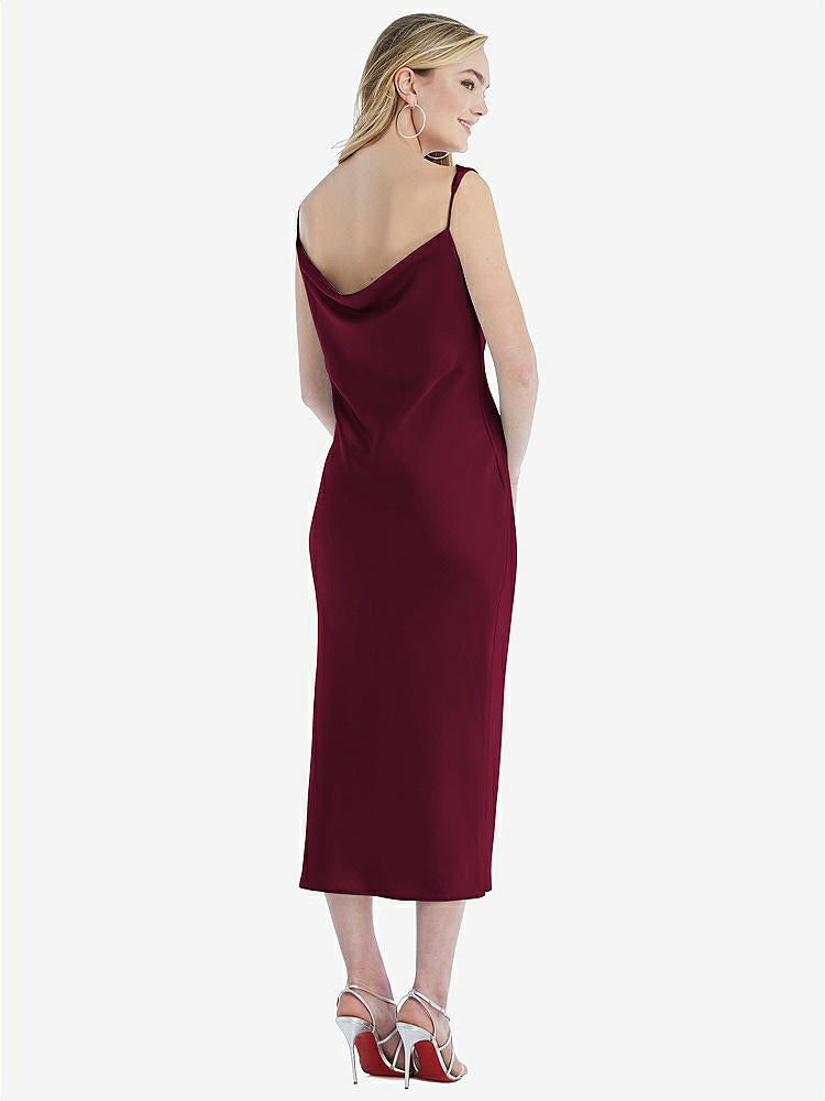 【NEW】【STYLE: 8204】非対称 ワン層 カウル MIDI スリップ ドレス【COLOR: Cabernet】【SIZE: 00-30W】