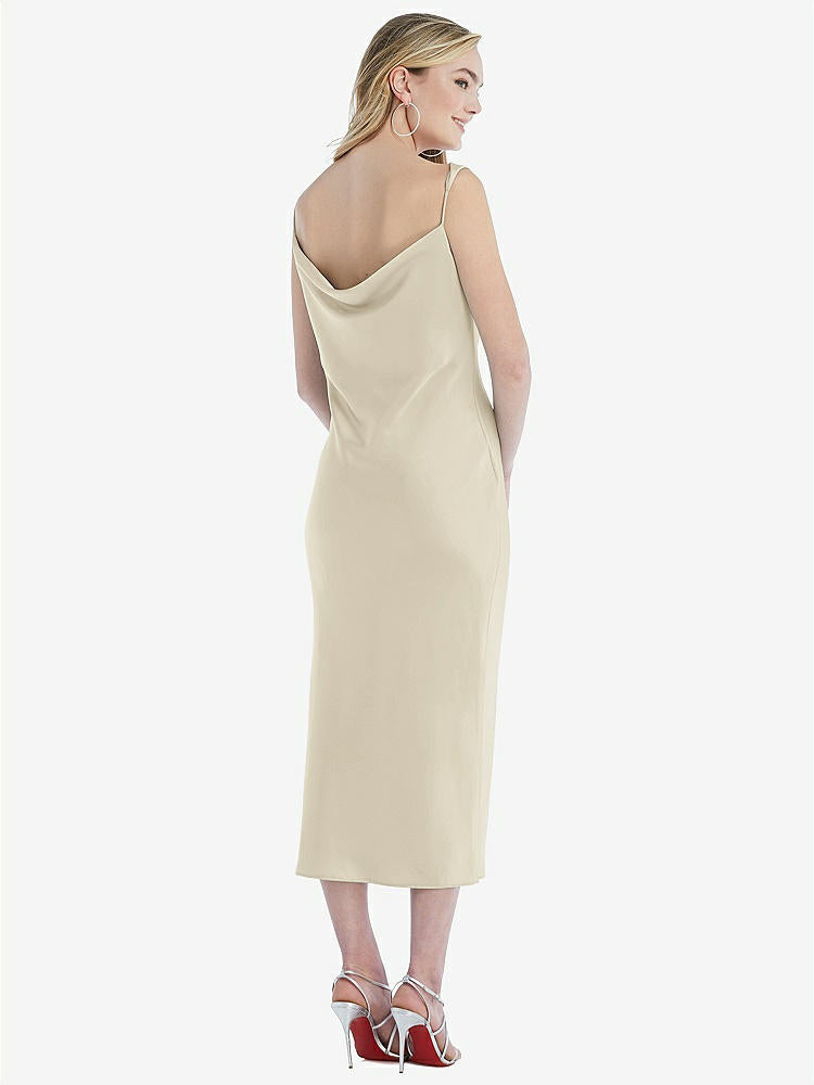 【STYLE: 8204】Asymmetrical One-Shoulder Cowl Midi Slip Dress【COLOR: Champagne】