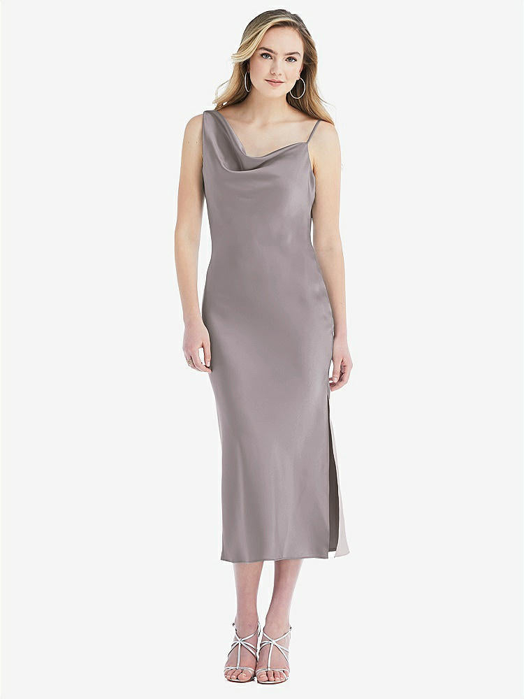 【NEW】【STYLE: 8204】非対称 ワン層 カウル MIDI スリップ ドレス【COLOR: Cashmere Gray】【SIZE: 00-30W】