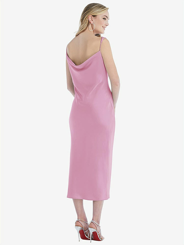 【NEW】【STYLE: 8204】非対称 ワン層 カウル MIDI スリップ ドレス【COLOR: Powder Pink】【SIZE: 00-30W】