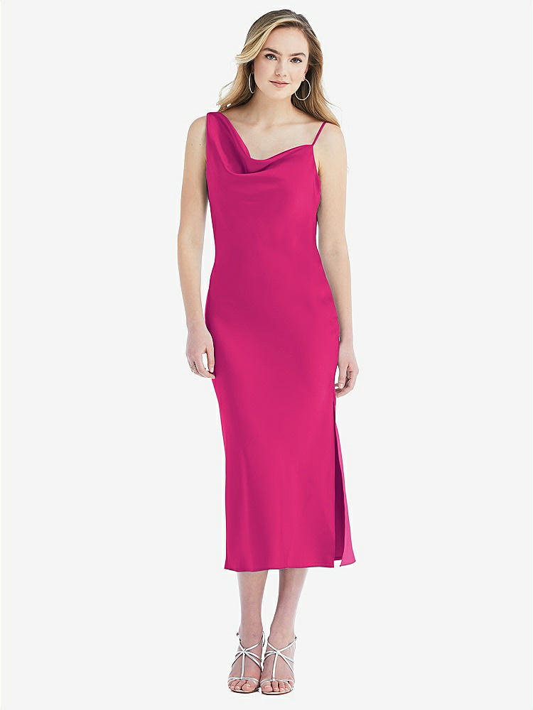 【NEW】【STYLE: 8204】非対称 ワン層 カウル MIDI スリップ ドレス【COLOR: Think Pink】【SIZE: 00-30W】
