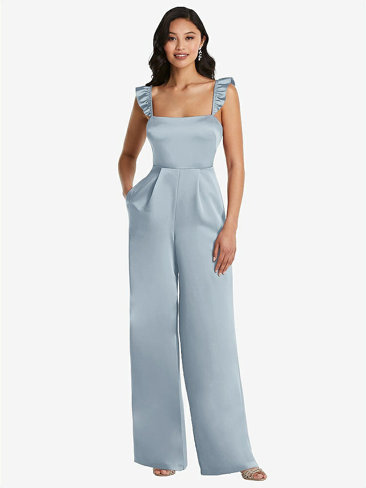 【STYLE: 8206】Ruffled Sleeve Tie-Back Jumpsuit with Pockets【COLOR: Mist】