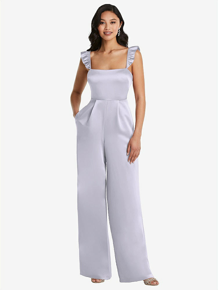 【NEW】【STYLE: 8206】フリル 袖 ネクタイバック ジャンプスーツ ポケット付き【COLOR: Silver Dove】【SIZE: 00-30W】