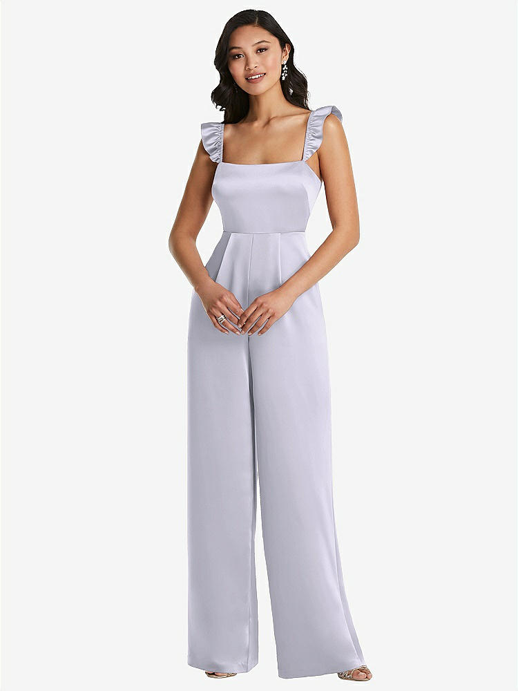 【NEW】【STYLE: 8206】フリル 袖 ネクタイバック ジャンプスーツ ポケット付き【COLOR: Silver Dove】【SIZE: 00-30W】