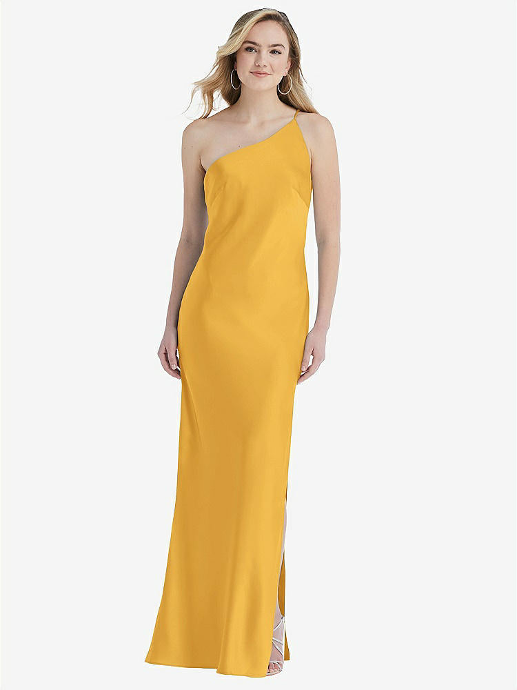 【NEW】【STYLE: 8209】ワンショルダー 非対称 マキシ スリップ ドレス【COLOR: NYC Yellow】【SIZE: 00-30W】