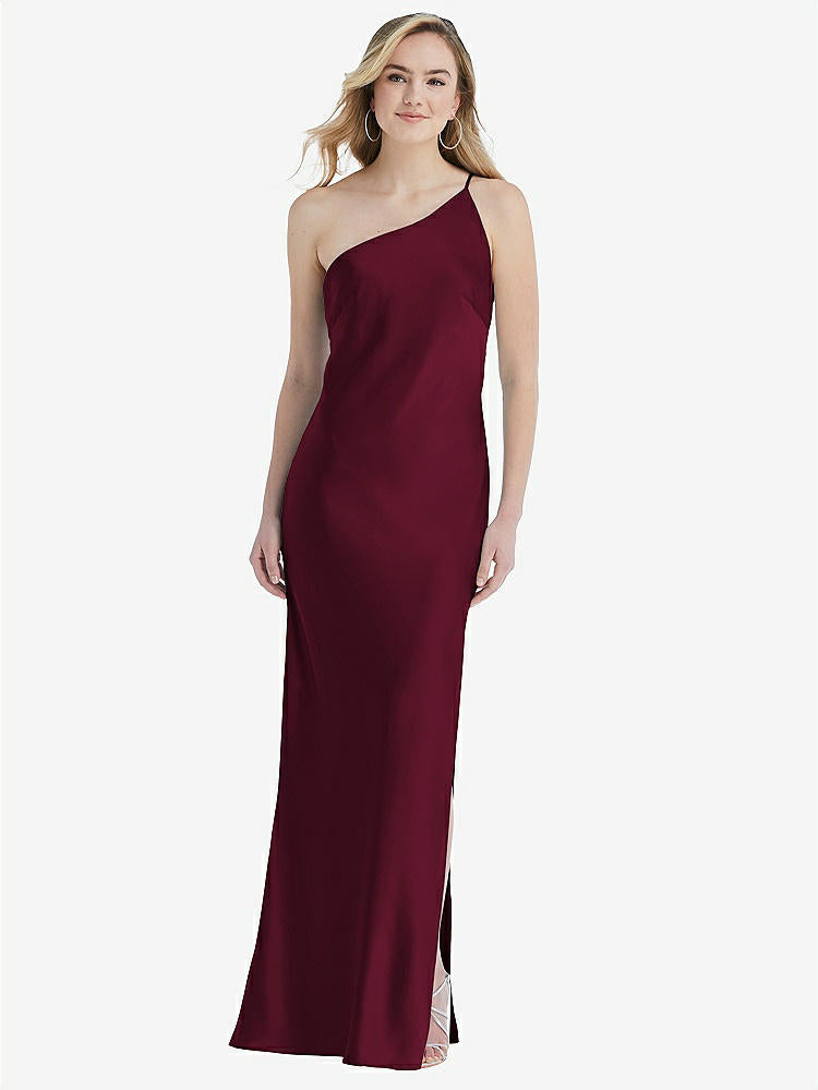 【NEW】【STYLE: 8209】ワンショルダー 非対称 マキシ スリップ ドレス【COLOR: Cabernet】【SIZE: 00-30W】