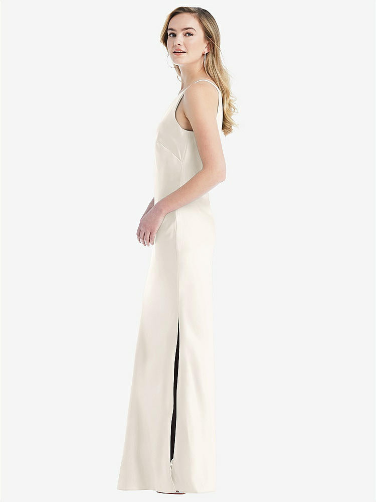 【STYLE: 8209】One-Shoulder Asymmetrical Maxi Slip Dress【COLOR: Ivory】