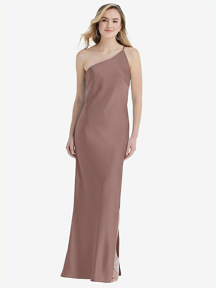 【STYLE: 8209】One-Shoulder Asymmetrical Maxi Slip Dress【COLOR: Sienna】