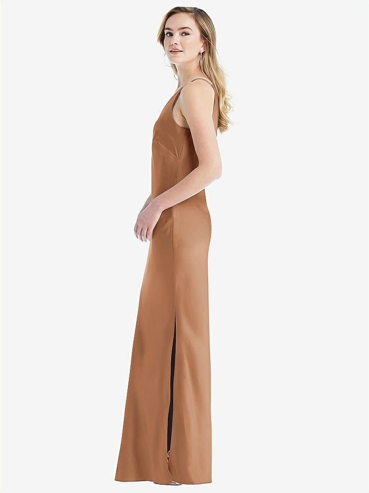 【NEW】【STYLE: 8209】ワンショルダー 非対称 マキシ スリップ ドレス【COLOR: Toffee】【SIZE: 00-30W】