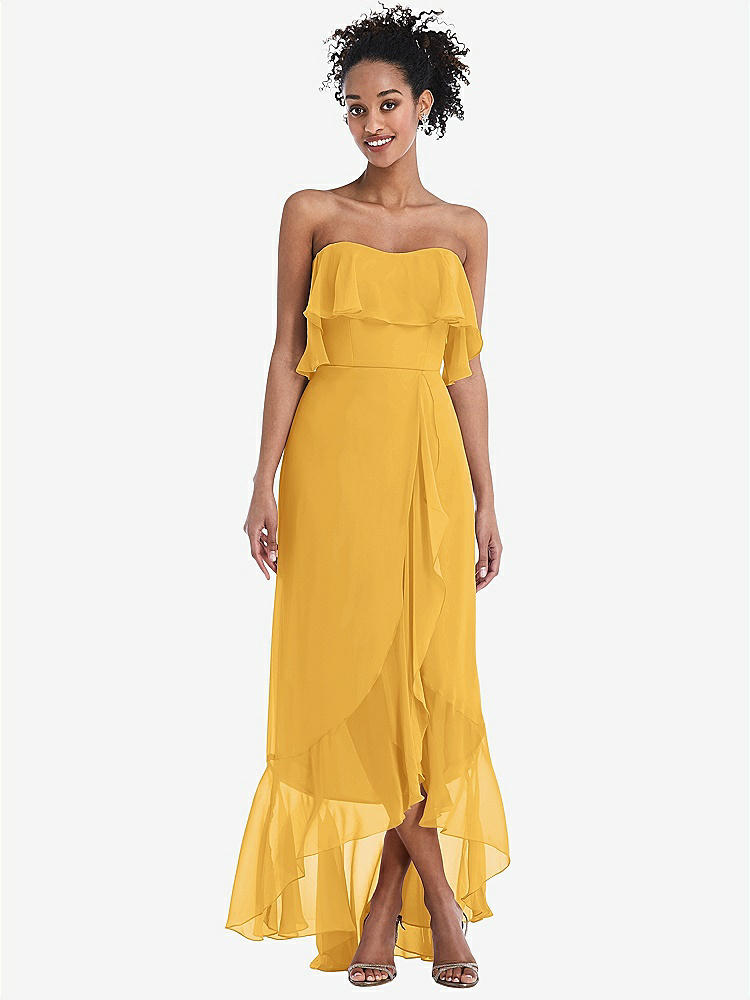 【STYLE: TH039】Off-the-Shoulder Ruffled High Low Maxi Dress【COLOR: NYC Yellow】