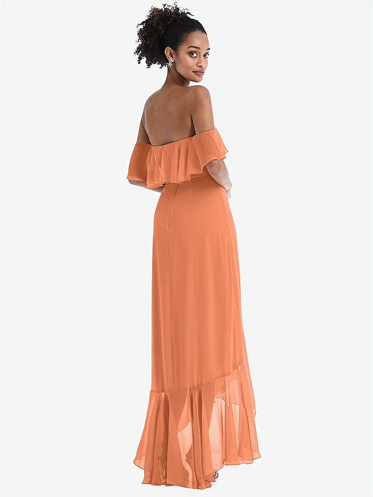 【STYLE: TH039】Off-the-Shoulder Ruffled High Low Maxi Dress【COLOR: Sweet Melon】