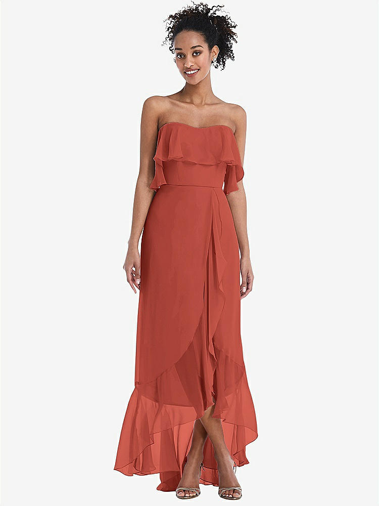 【STYLE: TH039】Off-the-Shoulder Ruffled High Low Maxi Dress【COLOR: Amber Sunset】