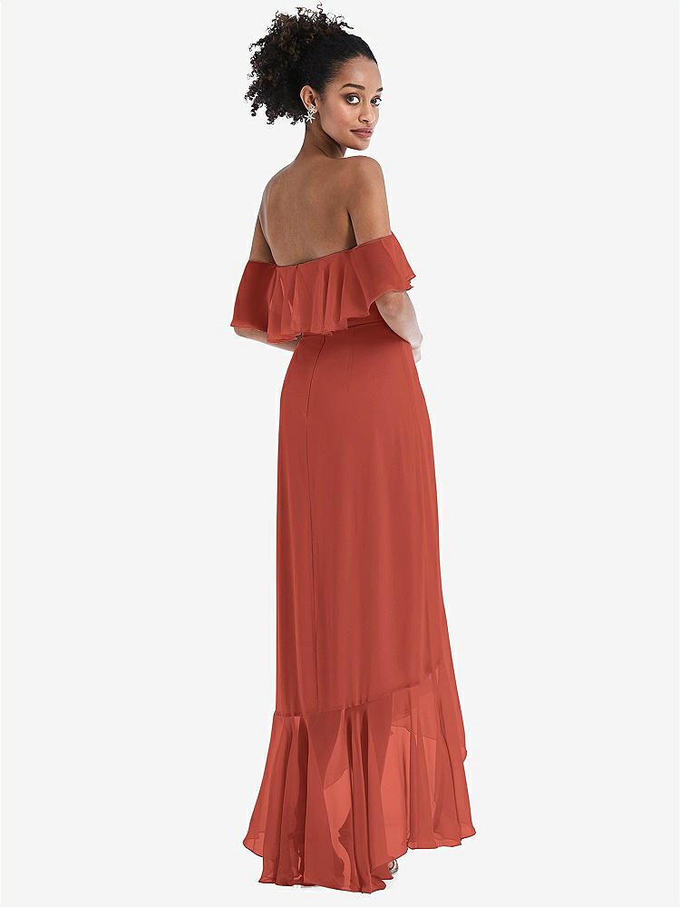 【STYLE: TH039】Off-the-Shoulder Ruffled High Low Maxi Dress【COLOR: Amber Sunset】