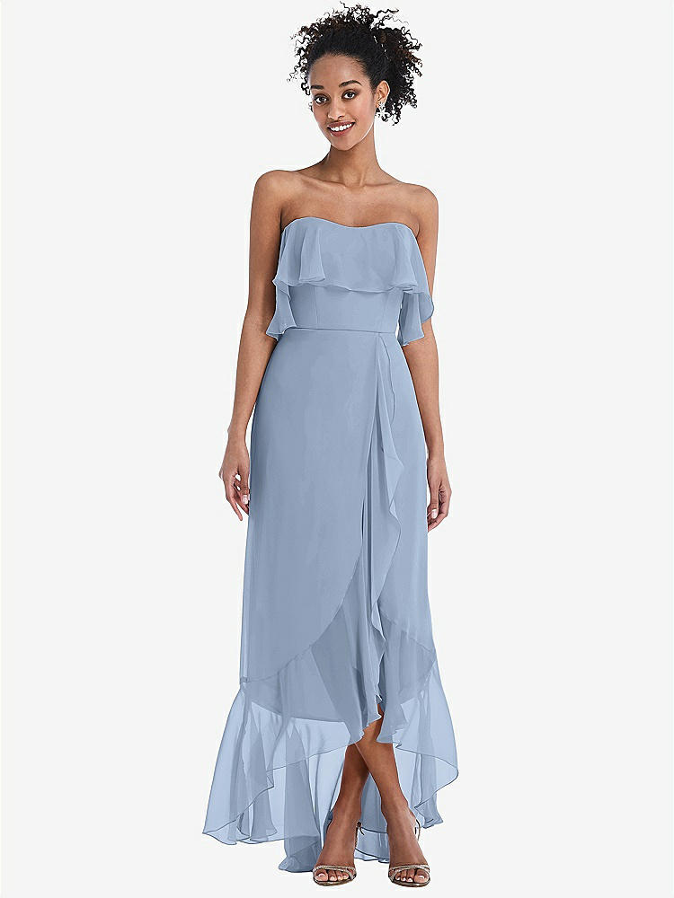 【STYLE: TH039】Off-the-Shoulder Ruffled High Low Maxi Dress【COLOR: Cloudy】