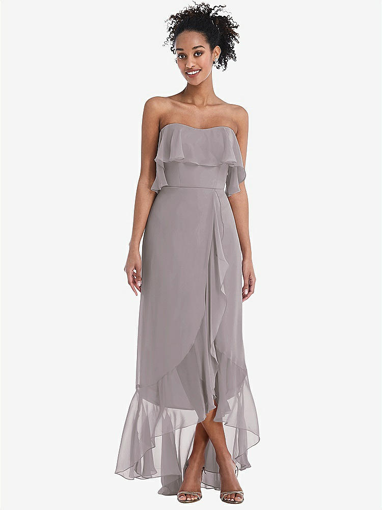 【STYLE: TH039】Off-the-Shoulder Ruffled High Low Maxi Dress【COLOR: Cashmere Gray】