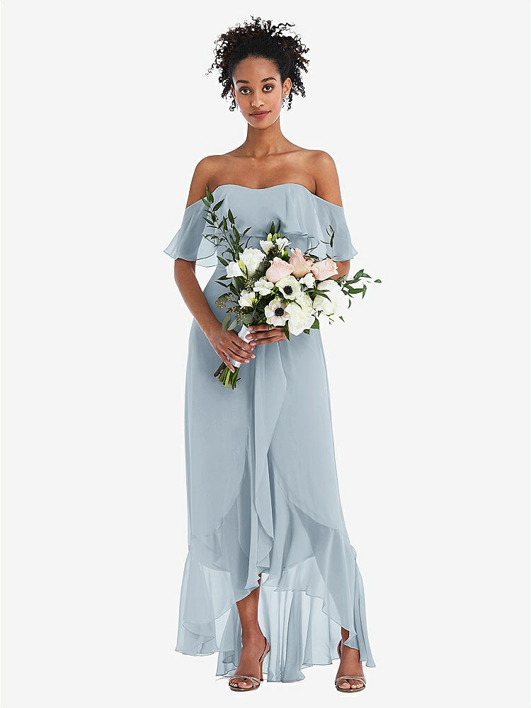 【STYLE: TH039】Off-the-Shoulder Ruffled High Low Maxi Dress【COLOR: Mist】