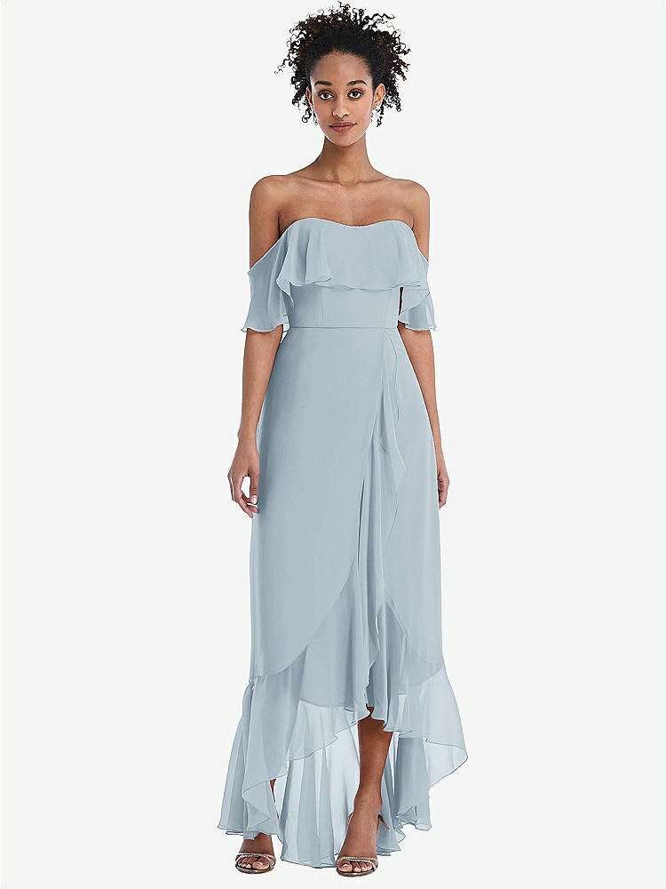 【STYLE: TH039】Off-the-Shoulder Ruffled High Low Maxi Dress【COLOR: Mist】