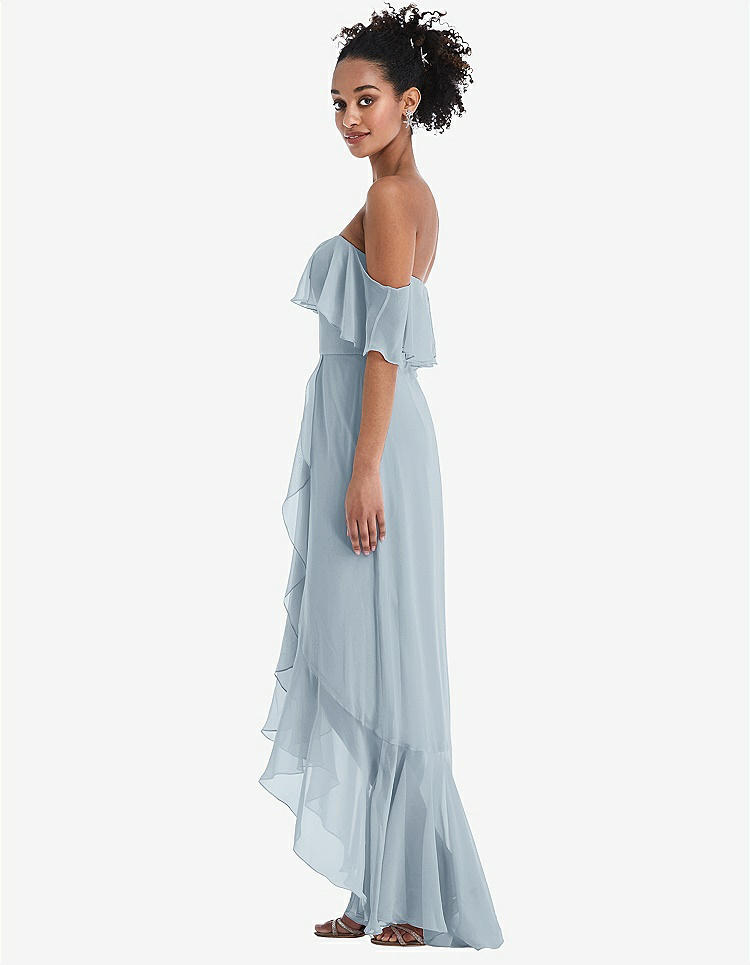 【STYLE: TH039】Off-the-Shoulder Ruffled High Low Maxi Dress【COLOR: Mist】