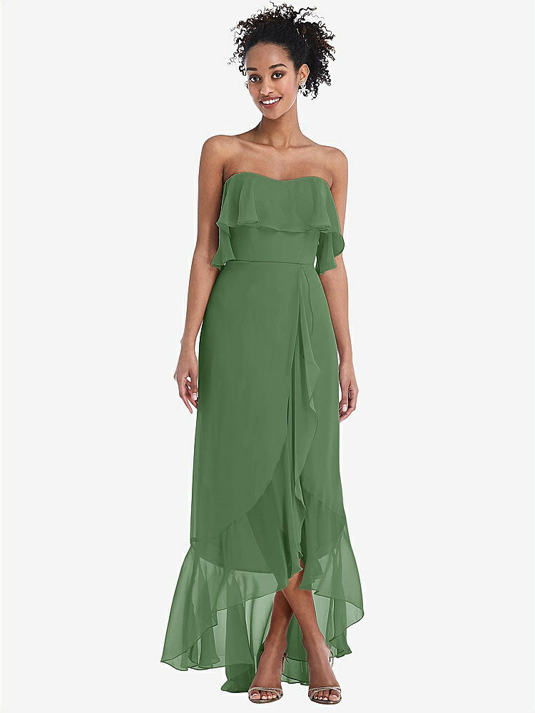 【STYLE: TH039】Off-the-Shoulder Ruffled High Low Maxi Dress【COLOR: Vineyard Green】