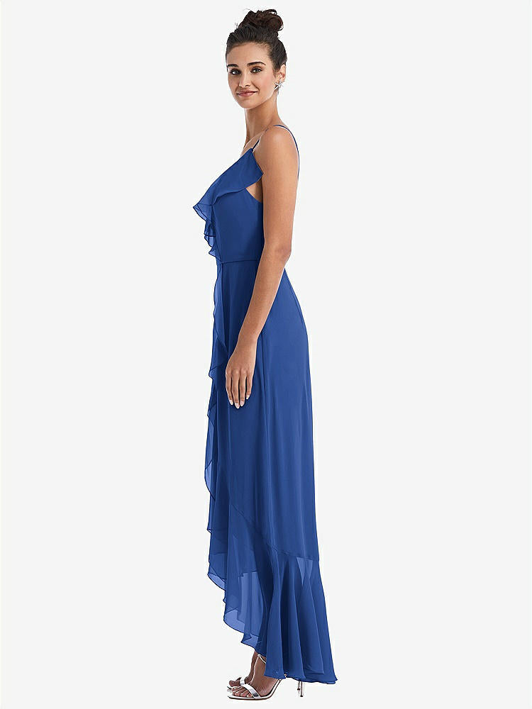 【NEW】【STYLE: TH040】Ruffle-Trimmed V-Neck High Low ラップ ドレス【COLOR: Classic Blue】【SIZE: 00-30W】