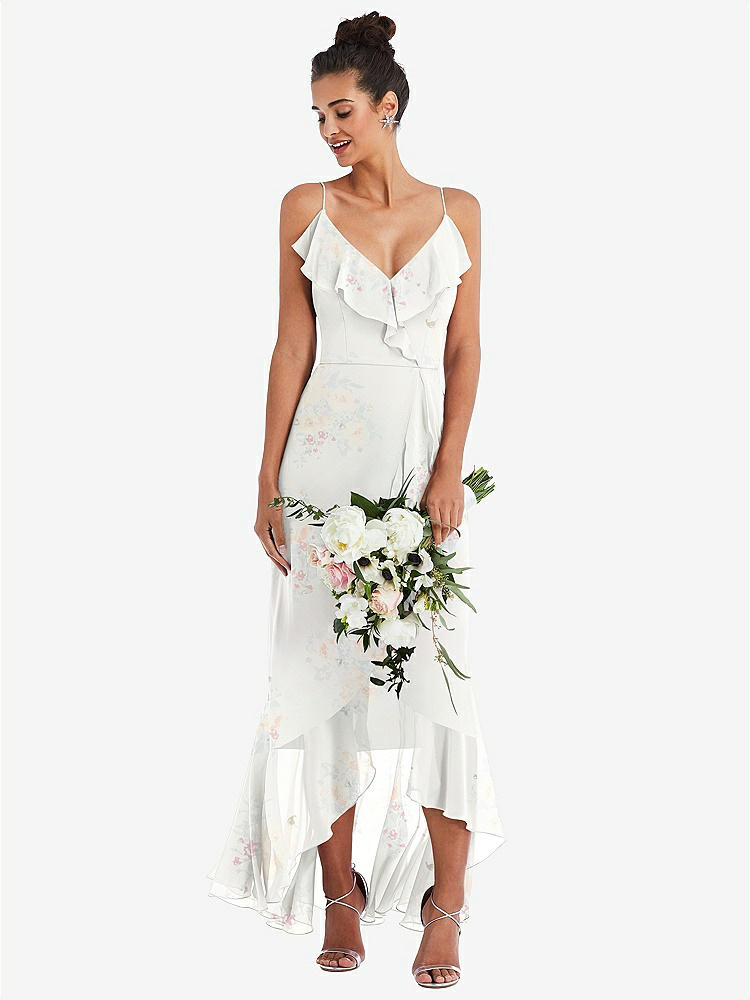 【NEW】【STYLE: TH040】Ruffle-Trimmed V-Neck High Low ラップ ドレス【COLOR: Spring Fling】【SIZE: 00-30W】