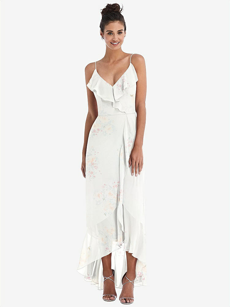 【NEW】【STYLE: TH040】Ruffle-Trimmed V-Neck High Low ラップ ドレス【COLOR: Spring Fling】【SIZE: 00-30W】