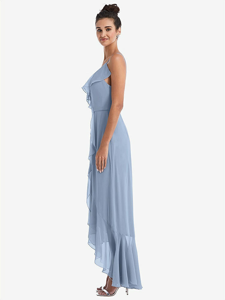 【NEW】【STYLE: TH040】Ruffle-Trimmed V-Neck High Low ラップ ドレス【COLOR: Cloudy】【SIZE: 00-30W】