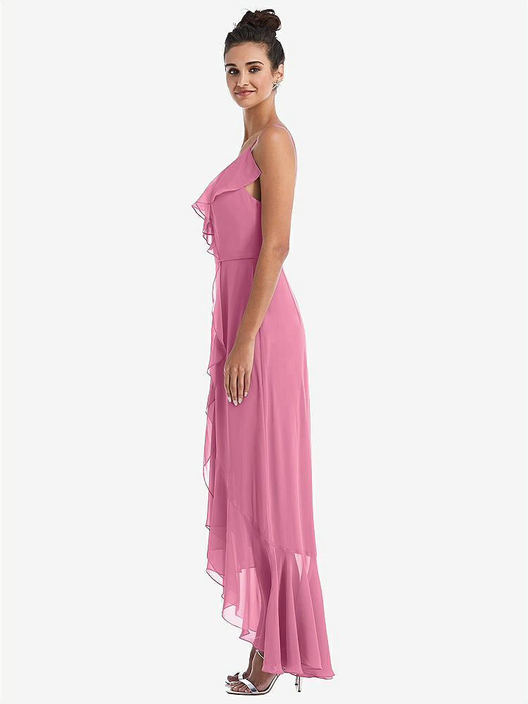 【NEW】【STYLE: TH040】Ruffle-Trimmed V-Neck High Low ラップ ドレス【COLOR: Orchid Pink】【SIZE: 00-30W】