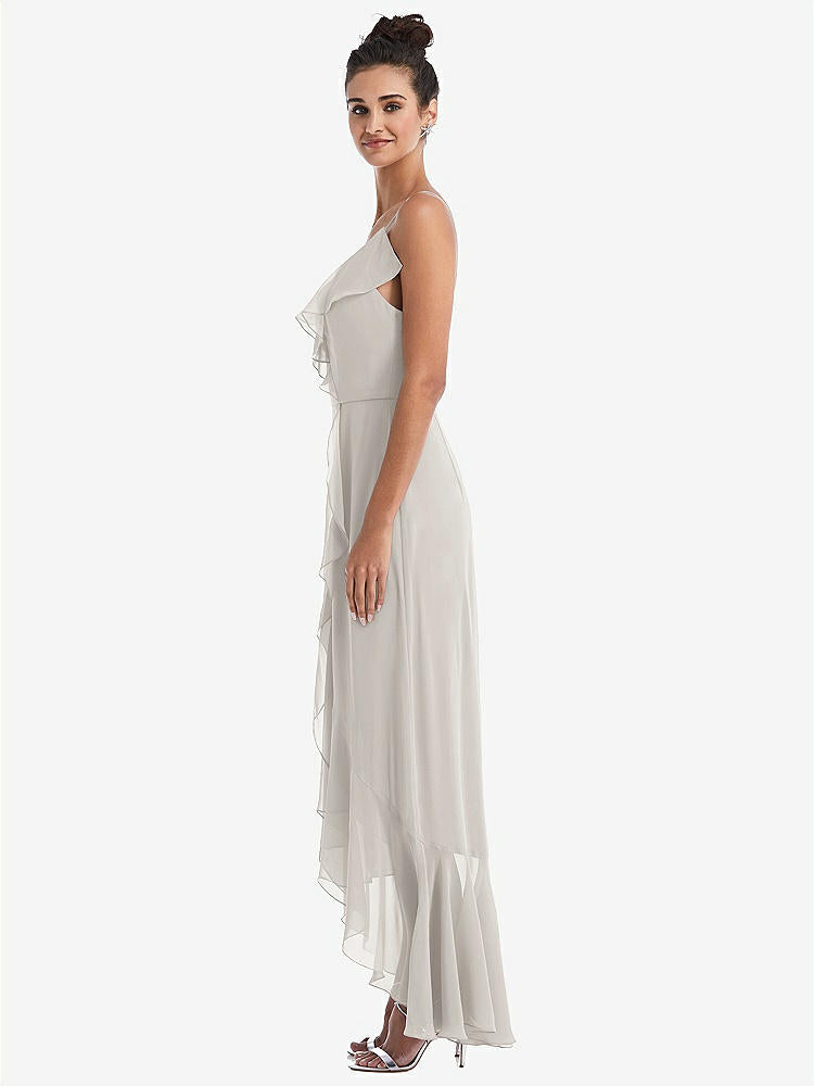【NEW】【STYLE: TH040】Ruffle-Trimmed V-Neck High Low ラップ ドレス【COLOR: Oyster】【SIZE: 00-30W】