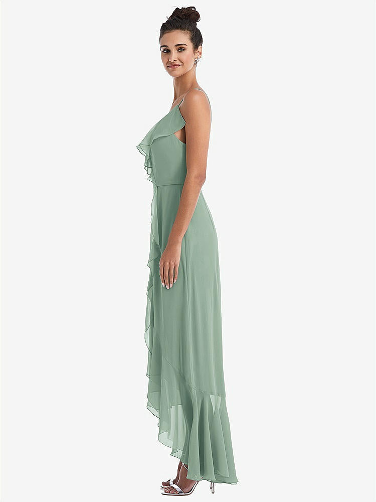 【NEW】【STYLE: TH040】Ruffle-Trimmed V-Neck High Low ラップ ドレス【COLOR: Seagrass】【SIZE: 00-30W】