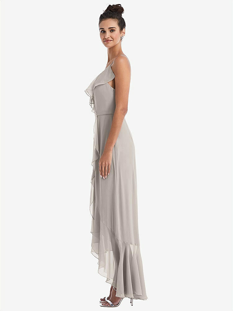 【NEW】【STYLE: TH040】Ruffle-Trimmed V-Neck High Low ラップ ドレス【COLOR: Taupe】【SIZE: 00-30W】