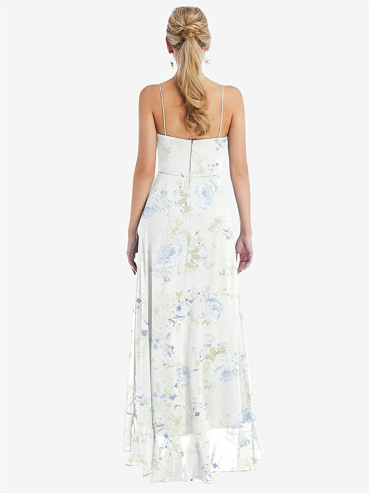 【STYLE: TH041】Scoop Neck Ruffle-Trimmed High Low Maxi Dress【COLOR: Bleu Garden】