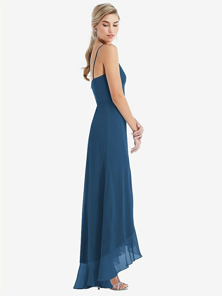 【STYLE: TH041】Scoop Neck Ruffle-Trimmed High Low Maxi Dress【COLOR: Dusk Blue】