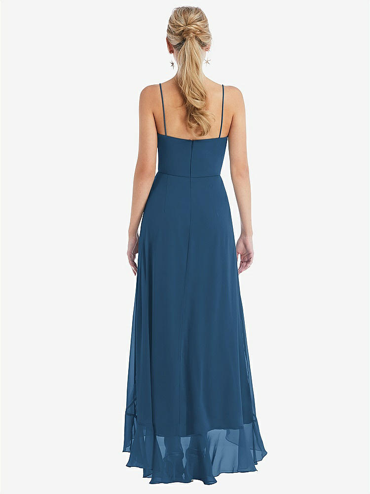 【STYLE: TH041】Scoop Neck Ruffle-Trimmed High Low Maxi Dress【COLOR: Dusk Blue】
