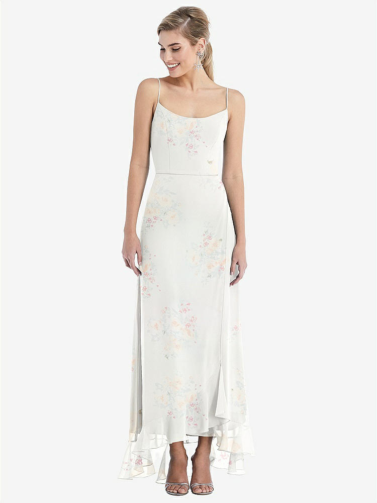 【STYLE: TH041】Scoop Neck Ruffle-Trimmed High Low Maxi Dress【COLOR: Spring Fling】