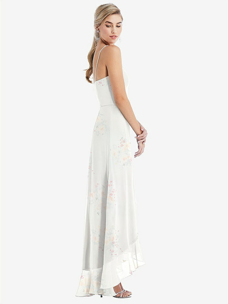 【STYLE: TH041】Scoop Neck Ruffle-Trimmed High Low Maxi Dress【COLOR: Spring Fling】