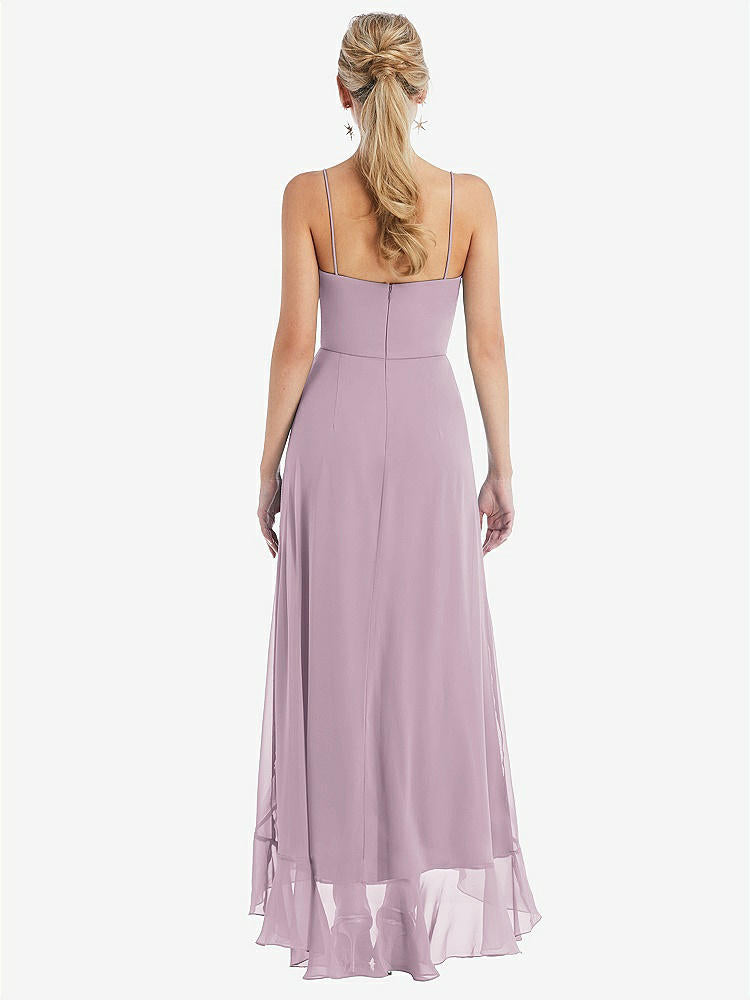 【STYLE: TH041】Scoop Neck Ruffle-Trimmed High Low Maxi Dress【COLOR: Suede Rose】