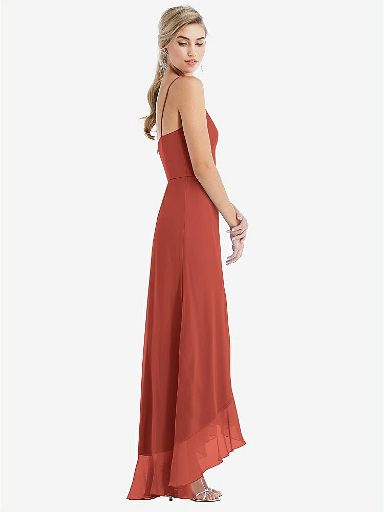 【STYLE: TH041】Scoop Neck Ruffle-Trimmed High Low Maxi Dress【COLOR: Amber Sunset】