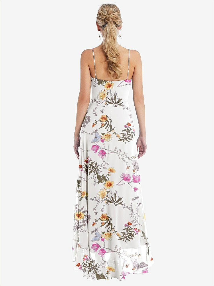 【NEW】【STYLE: TH041】スクープ 首 フリルトリム 高 低 マキシ ドレス【COLOR: Butterfly Botanica Ivory】【SIZE: 00-30W】