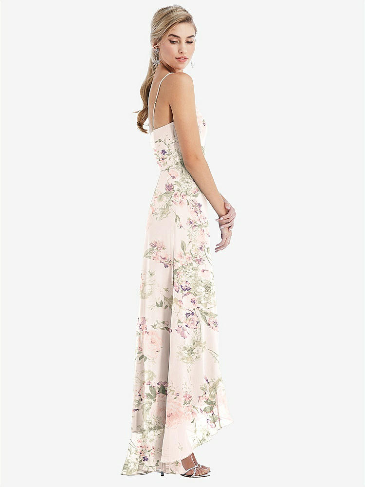 【STYLE: TH041】Scoop Neck Ruffle-Trimmed High Low Maxi Dress【COLOR: Blush Garden】