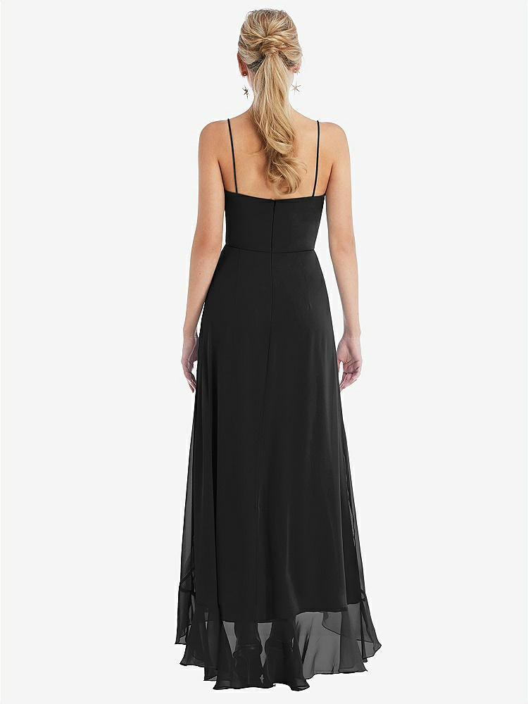 【STYLE: TH041】Scoop Neck Ruffle-Trimmed High Low Maxi Dress【COLOR: Black】
