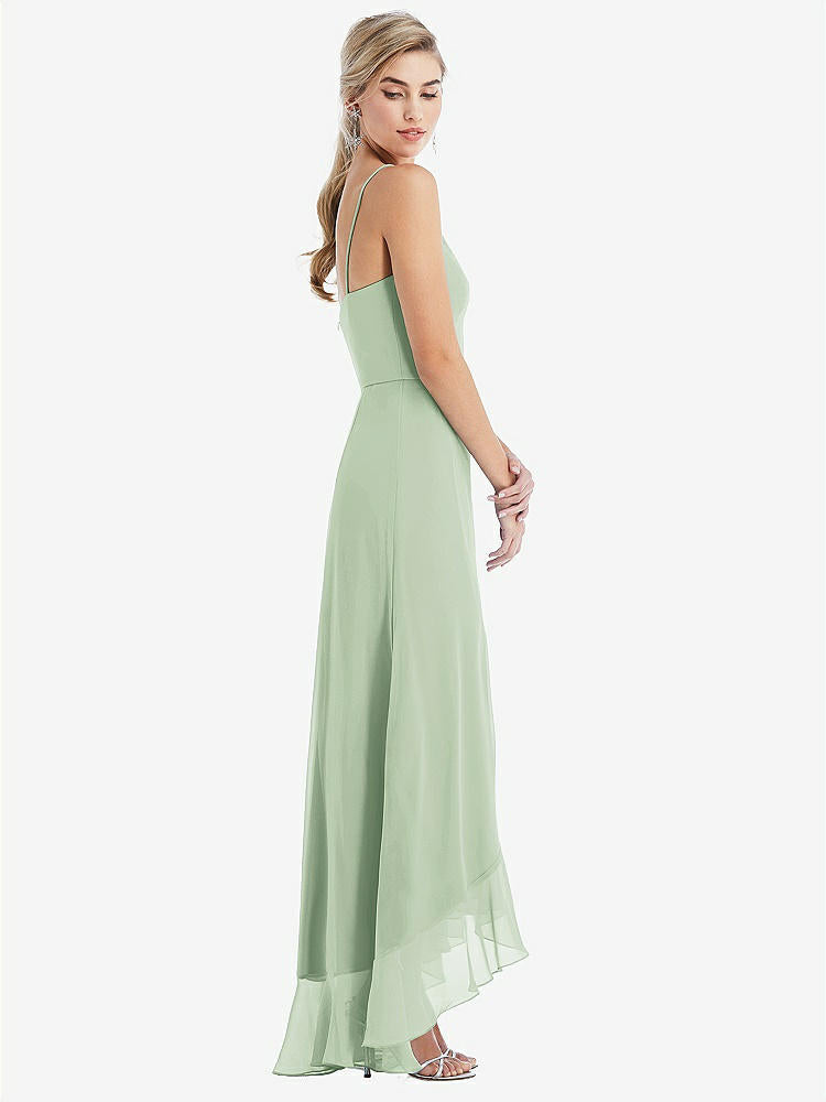 【STYLE: TH041】Scoop Neck Ruffle-Trimmed High Low Maxi Dress【COLOR: Celadon】