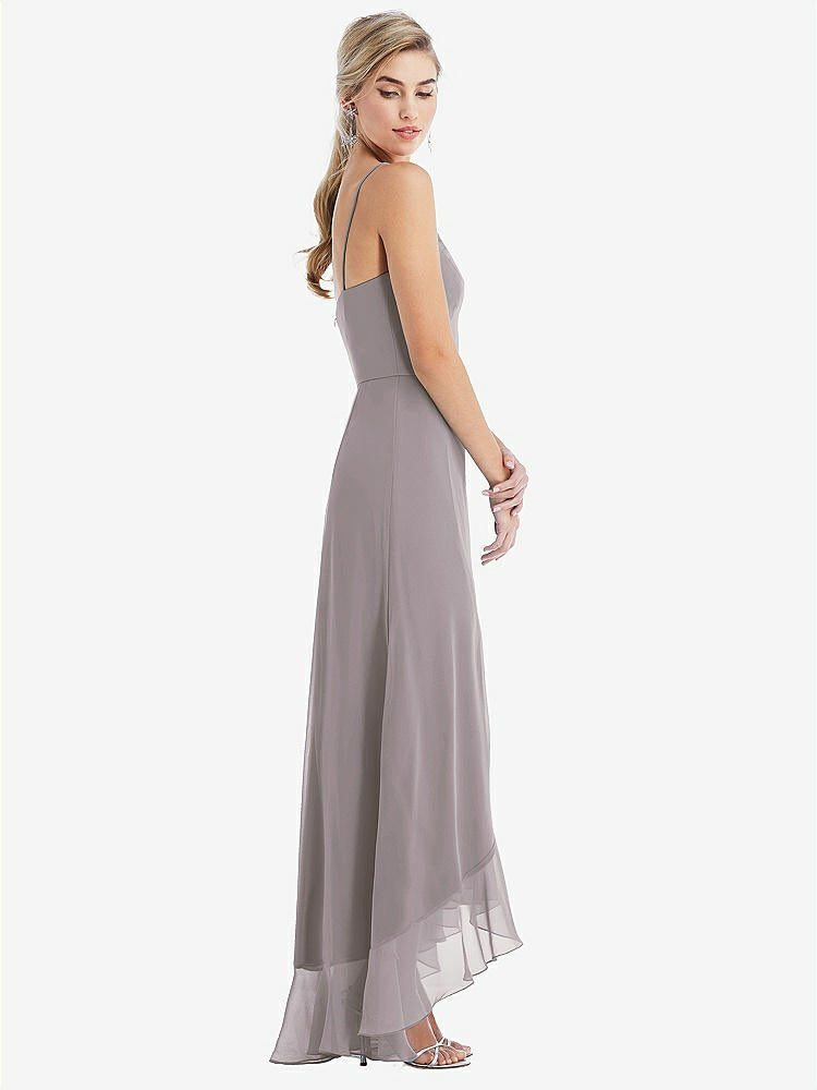 【STYLE: TH041】Scoop Neck Ruffle-Trimmed High Low Maxi Dress【COLOR: Cashmere Gray】
