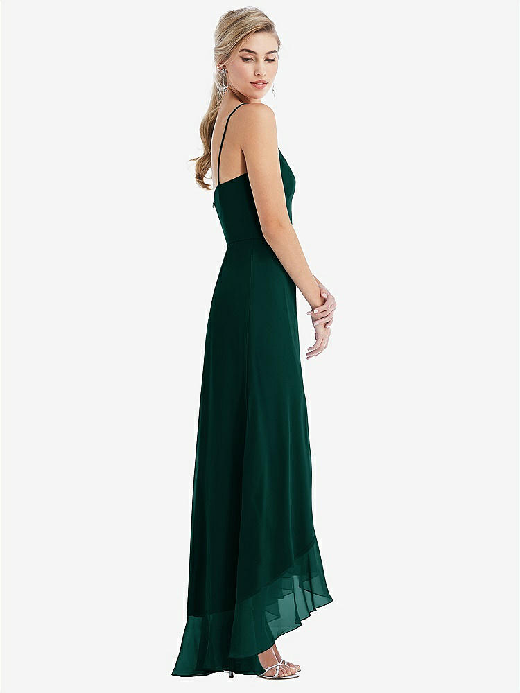 【STYLE: TH041】Scoop Neck Ruffle-Trimmed High Low Maxi Dress【COLOR: Evergreen】