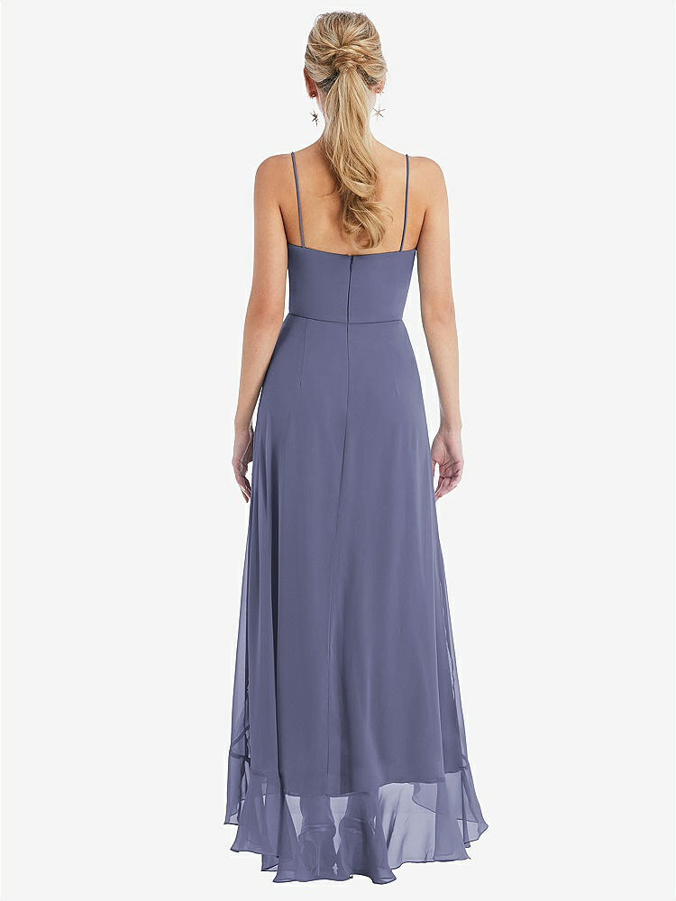 【STYLE: TH041】Scoop Neck Ruffle-Trimmed High Low Maxi Dress【COLOR: French Blue】