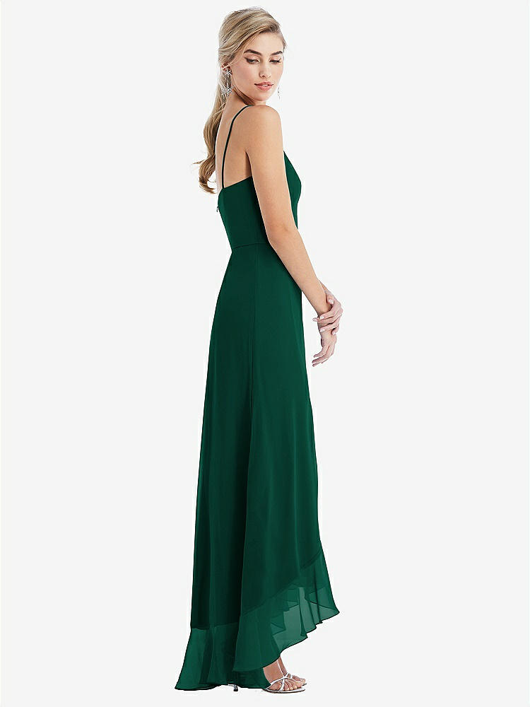 【STYLE: TH041】Scoop Neck Ruffle-Trimmed High Low Maxi Dress【COLOR: Hunter Green】