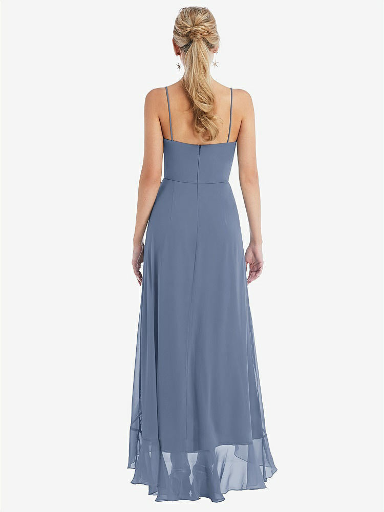 【STYLE: TH041】Scoop Neck Ruffle-Trimmed High Low Maxi Dress【Larkspur Blue】