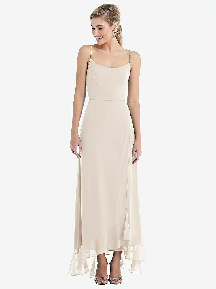 【STYLE: TH041】Scoop Neck Ruffle-Trimmed High Low Maxi Dress【COLOR: Oat】